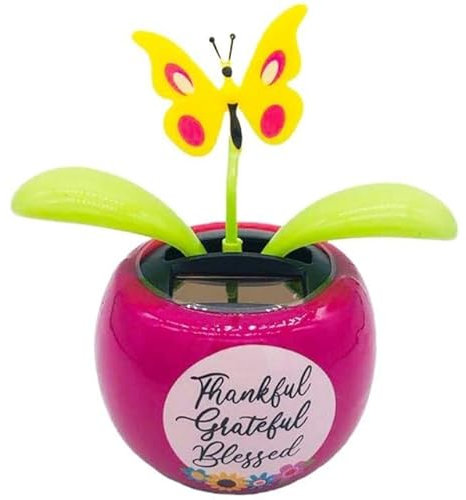 Purple Solar Power Flip Flap Flower Insect for Car Decoration Swing Dancing Flower Eco-Friendly Bobblehead Solar Dancing Flowers in Colorful Pots Car Solar Flower Solar Kits