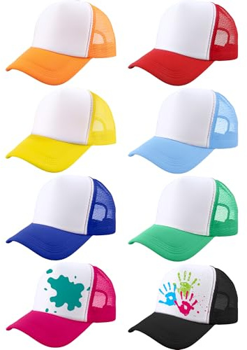 SGBETTER Lot de 8 casquettes de baseball vierges pour enfants en maille pour garçons et filles, Ensemble de couleurs 1, Taille unique