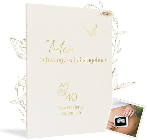 HuBorns - Schwangerschaftstagebuch um Jeden Moment Woche für Woche Festzuhalten mit Platz für Fotos und Ultraschall, Schwangerschaftsbuch zum Ausfüllen und Festhalten (Klar, Deutsch)
