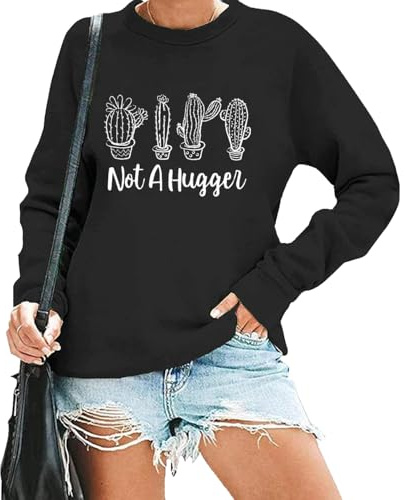 Not A Hugger tröja, Not A Hugger skjorta, Not A Hugger Cactus Shirt, rolig kaktus skjorta sarkastisk tröja