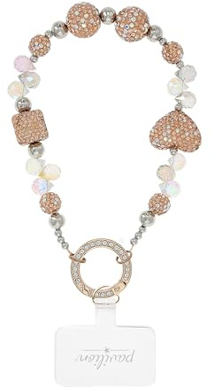 Pavilion Gift Company - Champagne Crystal Wristlet - 11.75 Hands-Free Beaded Crystal Wrist Bracelet Strap Fashion Phone Accessory
