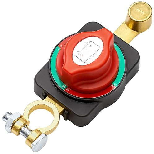 Desconectador de Bateria Coche 12-48V, ON-OFF Cortacorrientes Auto, Aislador de Batería Interruptor de Apagado, 12V Corta Corriente Impermeable para Barco Caravana Camper Vehículo