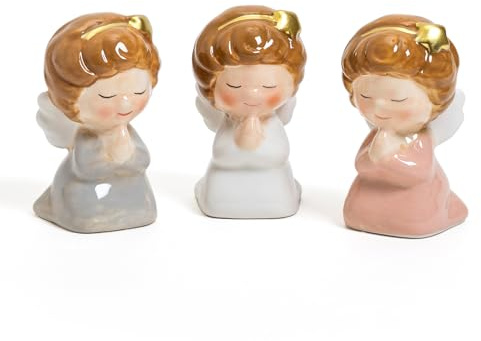 Vimin Box Set 3 Angioletti in Ceramica Colorati | Decorazioni Casa Natalizie | Soprammobili da Collezione ! Statuine Angeli 6 x 4,5 x h 8,5 cm – Idee Regalo