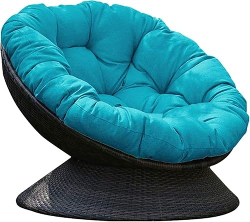 Cómoda silla redonda – Silla de luna en forma de cuenco de algodón esponjoso para uso en interiores y exteriores, cómoda hamaca colgante – Cojín azul de 90 cm