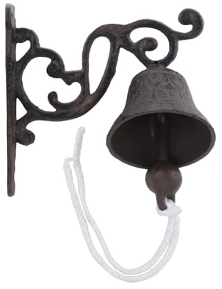 Czyurachel Campanella da appendere, vintage da appendere, campana da parete con corda bianca a campana, campana, campana da parete, per caffè, ristorante, bar e giardino