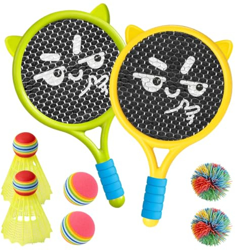 Kids Beach Bat and Ball, Tennis Rackets Set, Outdoor Garden Badminton Set, Perfect for Beginners and Suitable for Indoor And Outdoor Play. Helps Develop Hand-Eye Coordination Overall Athletic Ability