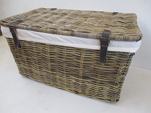 fantasie d oriente Cesto Baule Porta Biancheria Vimini Rattan GIUNCO KUBU CM 75X46X43 H Porta Giochi Vimini con Fodera in Cotone Estraibile