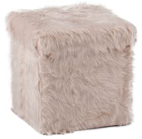 La Maison Plush Faux Fur Shaggy Ottoman Foldaway Storage Box Cube Seat Footstool Grey 38x38cm (Blush Pink)