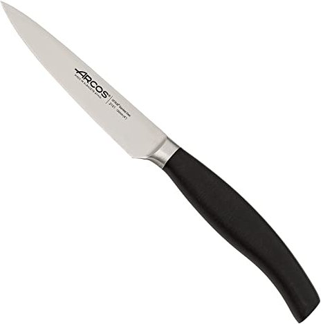 Arcos Coltello per Sbucciare in Acciaio Inossidabile, Ideale per Frutta e Verdura, Manico Ergonomico in Poliossimetilene, Lama da 100 mm, Nero, Serie Clara