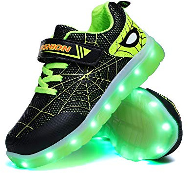 WDRHC Mixte Enfants LED Chaussures de Sport 7 Changement de Couleur Chaussure de Mutilsport USB Rechargeable LED Lumineuse Baskets Mode Respirante Running Sneakers pour Garçons et Filles Cadeau