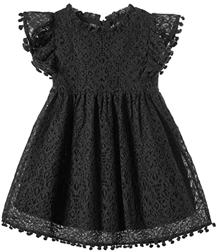 Beganly Girls Elegant Lace Princess Dress Toddler Vintage Pom Pom Flutter Sleeve Party Dresses