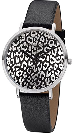 REGENT Damenuhr mit Kunstlederband Quarz 36 MM Durchmesser Strass BA-656