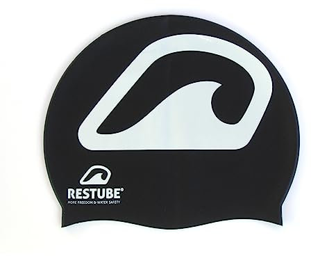 Restube Badekappe – Premium-Silikon-Badekappe für Damen und Herren | langlebige und Bequeme Badekappen für verbesserte Leistung und Schutz im Wasser – Schwarz
