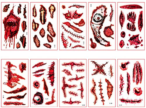 Sticker Carnival Self-Adhesive Scar Self Scar Halloween Party Sticker Wall Sticker Kölsch Glasses (Colour, One Size)