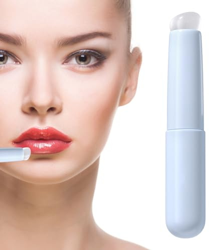 Applicatore balsamo per labbra | Pennello per labbra morbido e angolato in silicone con testa rotonda – Applicatore multifunzione riutilizzabile per rossetto, balsamo per labbra, lucidalabbra e