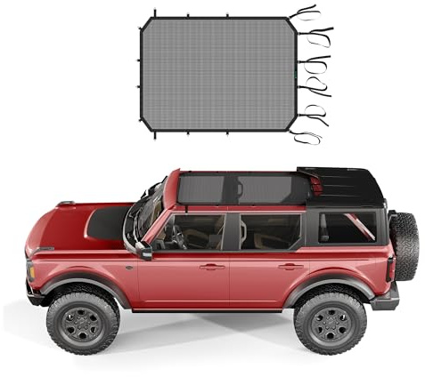 Covosun Bimini Top Sunshade for Ford Bronco, Mesh Bikini Top Sun Shade for Bronco 4 Door Accessories(2021-2024), Heavy Duty Straps and Hooks, Blocks UV/Wind/Dust