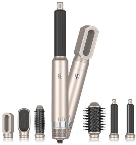 TANSHINE 5 en 1 Cepillo Secador de Pelo,Motor Digital,3 Temperaturas,con Aire Auto Cilindros Rizadores, Voluminizador, Cepillo Redondo, Alisador