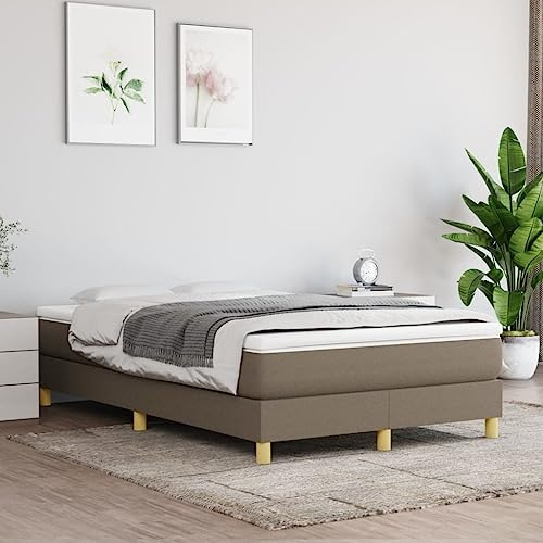 CKioict Palettenbett Modernes Bettgestell Jugendbett Boxspringbett mit Matratze Taupe 120x200 cm StoffGeeignet für Arbeitszimmer, Wohnzimmer, Hotel