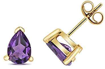 Funkelndes Feuer Elegante 9 Karat (375) Gold Damen - Paar Ohrstecker mit Amethyst - 8mm*7mm TRS28472