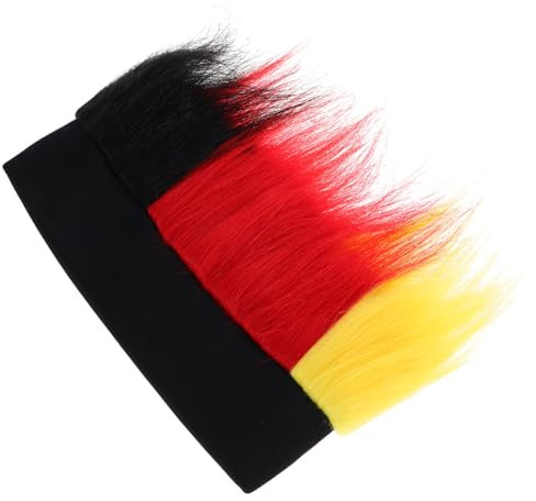 Vaguelly Perücke Für Sportveranstaltungen Deutsche Perücken Echthaar Rot Gelb Perücke Patriotisches Zubehör Für Cosplay