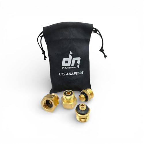 DN Autogas Parts Juego de 4 adaptadores para botellas de gas GLP con bolsa de almacenamiento - Adaptadores de llenado europeos para regulador de presión alemán G.12 / KLF