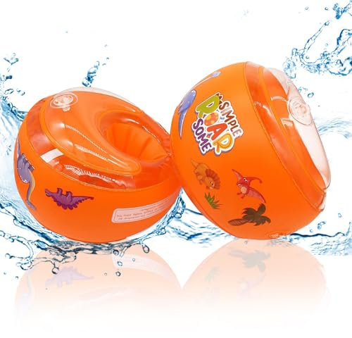 Poolarmband för barn, dellyy 1–5 år babyarmband, med 3 oberoende krockkuddar, uppblåsbara armband, säkra och bekväma, för pool, strand, träning