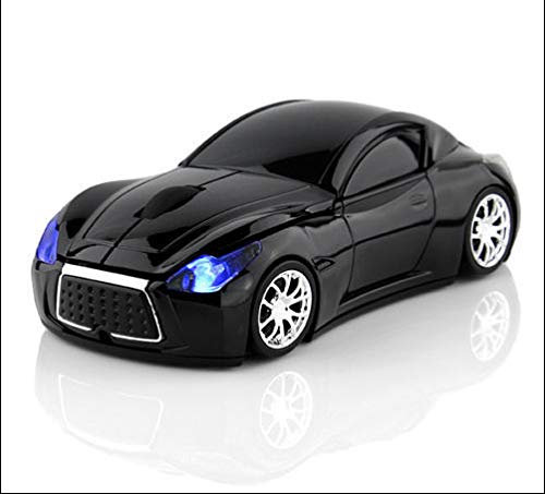 KLEIN Design FTD-MS127 Elegante ratón inalámbrico, Coche Deportiva Estilo con luz LED (Faro), Color Negro