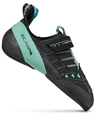 SCARPA Women's Instinct VS Rock Climbing Shoes for Sport Climbing and Bouldering - Low-Volume, Women's Specific Fit - Black/Aqua - 8 Women