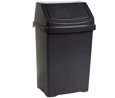 funky gadgets Wham High Grade Plastic Swing Bin Midnight Black Color Waste Recycle Recycling Containers Flip Top Lid Dustbin (50Ltr Swing Bin)