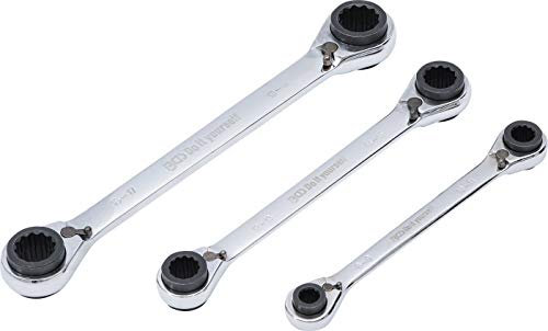 BGS Diy 6837 | Ratschen-Ringschlüssel-Satz | 4-in-1 | SW 8 x 9-18 x 19 mm