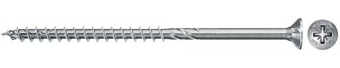 fischer PowerFast II CZP 5,0 x 120, spånskivskruv (100 st.) med partiell gänga, försänkt skruv med korsspår, skruv för träbearbetning, minskar inskruvningsmotstånd och inskruvningstid