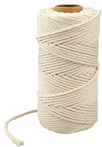 KINGLAKE Macrame Cord 4mm, 100m Cotton String Twine for Crafts, Decorative Natural Cotton Cord Rope for Decoration, Plant Hanger, Knitting, Wall Hanging, Gardening, Kitchen Cooking, Baking