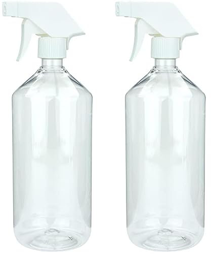mikken 2 Sprühflaschen 1000 ml Kunststoff PET für Reinigungsmittel, Pflanzen, Haare, etc