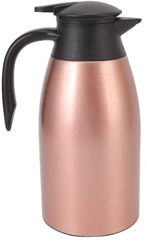 Tomotato 2L Carafe à Café Isotherme en Acier Inoxydable, Technologie Isolation sous Vide avec Bec Verseur, Distributeur de Boissons Chaudes et Froides pour Maison, Bureau, Voyage(Or Rose)