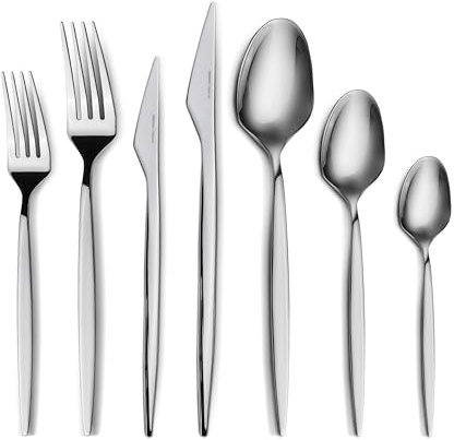 Karaca Thor 84-teiliges Besteck Set für 12 Personen - Edelstahl, Messer, Gabel, Löffel, glänzende Messer und Gabeln Küchenbesteck Set