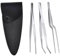 LEEQ 3 PCS Pinzette da Cucina - Pinze Cucina,Pinze per Alimenti da Cucina in Acciaio Inox, Pinzette Dritte, Pinzette Curve, Set di Pinzette, per Decorare Cibi, Cucinare, Cuocere al Forno(16cm)