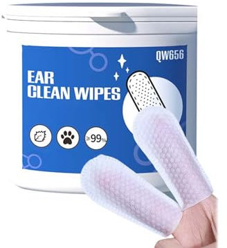 XZincer Hundeohr-Reinigungs-Fingertücher, Hunde- Katzenohren-Fingertücher, wischt sanft Schmutz Geruch auf, löst angesammeltes Wachs, einfach zu verwendende Hundehalskette Mit Zugstopp (A, 10x10x2cm)