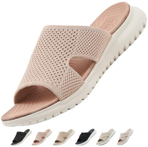 ZDQ Sandales Femme Été Confortable Orthopédique Chaussons Legere Chaussures Plate Claquettes Rose 40