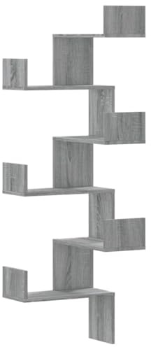 vidaXL Estantería Pared de Esquina Madera Gris Sonoma 45x45x147 cm, Estante de Esquina, Estante montado en la Pared, Estante de exhibición de Pared