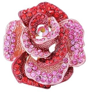 Spilla a forma di rosa con strass per donne e ragazze, alla moda, con fiore di cristallo, spilla da bavero, elegante accessorio per abiti, gioielli, bouquet, per cappelli, borse, abiti, cravatte