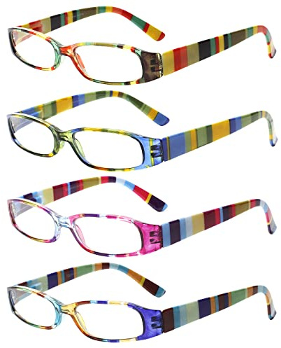 Kerecsen Women's Reading Glasses 4 Pairs Ladies Fashion Spring Hinge Readers (4 Pack Mix Color-2, 2.00, Diopter)
