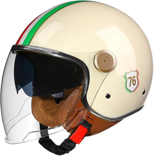 RCGNR Open Face MC-hjälm - Scooter Motorcykel Crash Jet-hjälm för män kvinnor med solskydd - Retro vintagestil hjälm ECE-godkända motorcykelhjälmar,A01,M