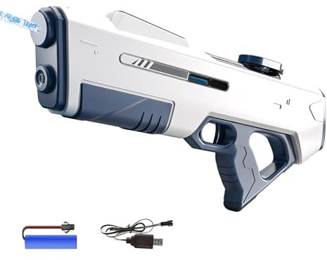500cc Electric Water Gun with Automatic Suction Water, Up to 33Ft Water Guns Toy Pistol, Full Automatic Electric Squirt Gun, Waters Guns Toys for Pool Party Beach Outdoor Adults Kids (white)