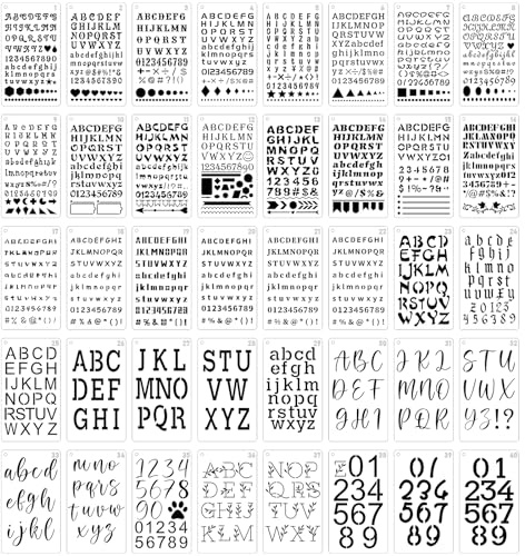 40pcs Alphabet Stencils,Small Letter Stencils,Reusable Letters and Number Stencil for Painting,Plastic Templates for Crafts,Wood,Cakes,Notebook,Journal, Scrapbook Decorations(4 x 7inch)