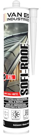 VE-INDUSTRIES SOFI-ROOF Bitumen Dichtmasse – Dachabdichtung – Kaltverarbeitbarer Bitumenkleber – UV- & wetterbeständig – 300 ml Kartusche – schwarz – Faserverstärkt