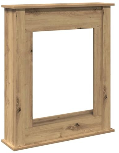 Kaminkant Artisan-ek, trämaterial 75 x 20 x 87,5 cm, spiselkrans för elektrisk öppen spis med förvaringsyta och vägghållare, dekorativa tillbehör för vardagsrum och terrass