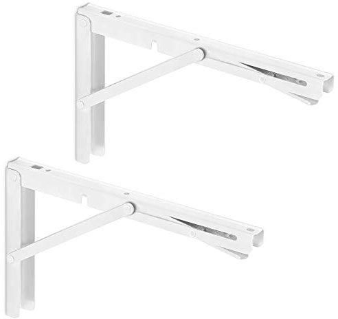 SOTECH 1 Paar Schwerlast-Klappkonsolen weiß (300 x 175 mm) Tragkraft bis 150 kg, Wandkonsole für die Wand-Montage