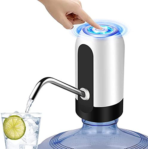 Electric Water Bottle Pump, USB Charging Automatic Drinking Water Dispenser, 30 Days Battery Life, Portable Water Bottle Switch for Universal 2-5 Gallon Bottle, For Home, Office, Travel, Camping,White