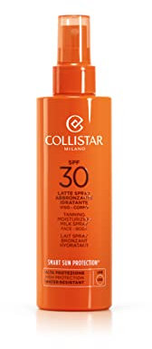 Collistar Spray-Bräunungsmilch mit LSF 30, reich an Vitamin E, frisch, superabsorbierbar und wasserfest, ist der ideale Sonnenschutz für Sportler. Für Gesicht und Körper, 200 ml