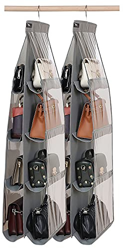 zebricolo Purse Organizer - 2 Pack, Purse Hanger、 Heavy Duty、Purse Organizer for Closet、Thicken Metal Hooks,Hand Bag Storage Organizer、Purse Organizer, Grey